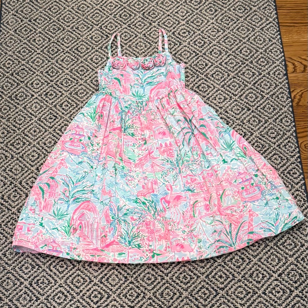 🎉 EUC 🎉 Lilly Pulitzer Sz 5 Pink & Mint Flamingo Print Sundress